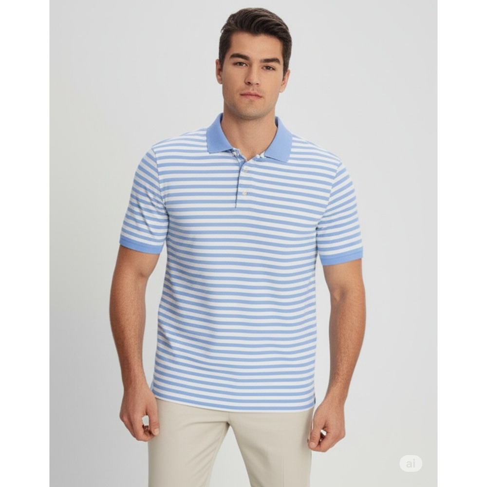 John Bartlett Consensus Men's Striped Short Sleeve Polo Shirt - Size L